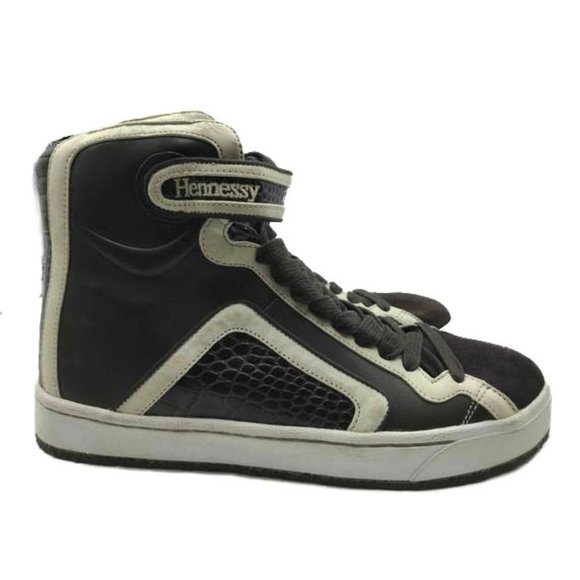 Limited Edition Hennessy x Jhung Yuro Sneakers Sz 10 Brown White Leather Hi Top - Picture 6 of 11